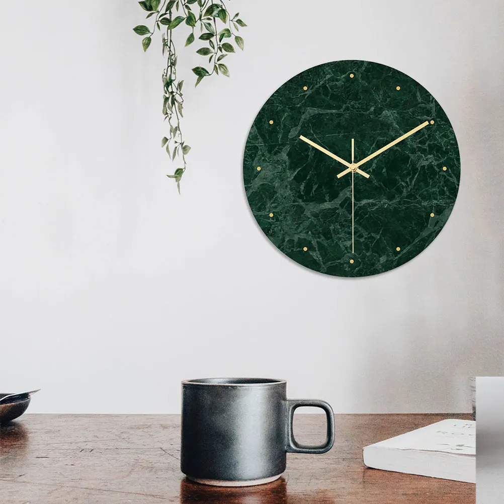 

Marble Wall Clock Acrylic Household Round Silent Decorative UV Printing Living Room Bedroom Office Kitchen Moisture Proof
