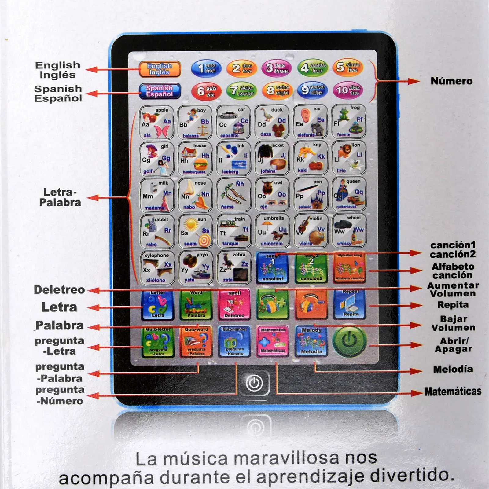 

Spanish English Mini Tablet Learning Computer for Children Early Education Multifunctional Point Reading Machine Kids Toys Gift