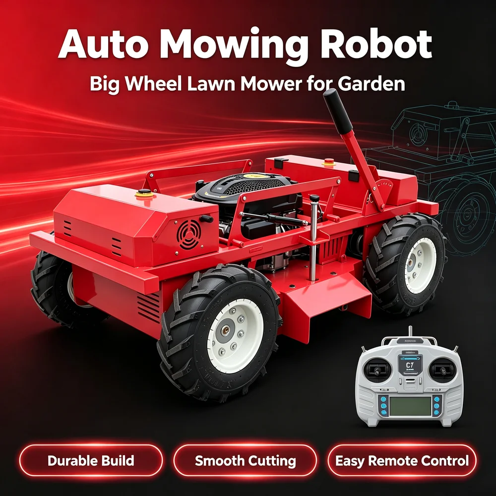 Remote Control Lawn Mower 550mm Cutting Width Wheeled Hybrid Power Zero Turn Grass Cutter Machine Heavy Duty Slopes Mower
