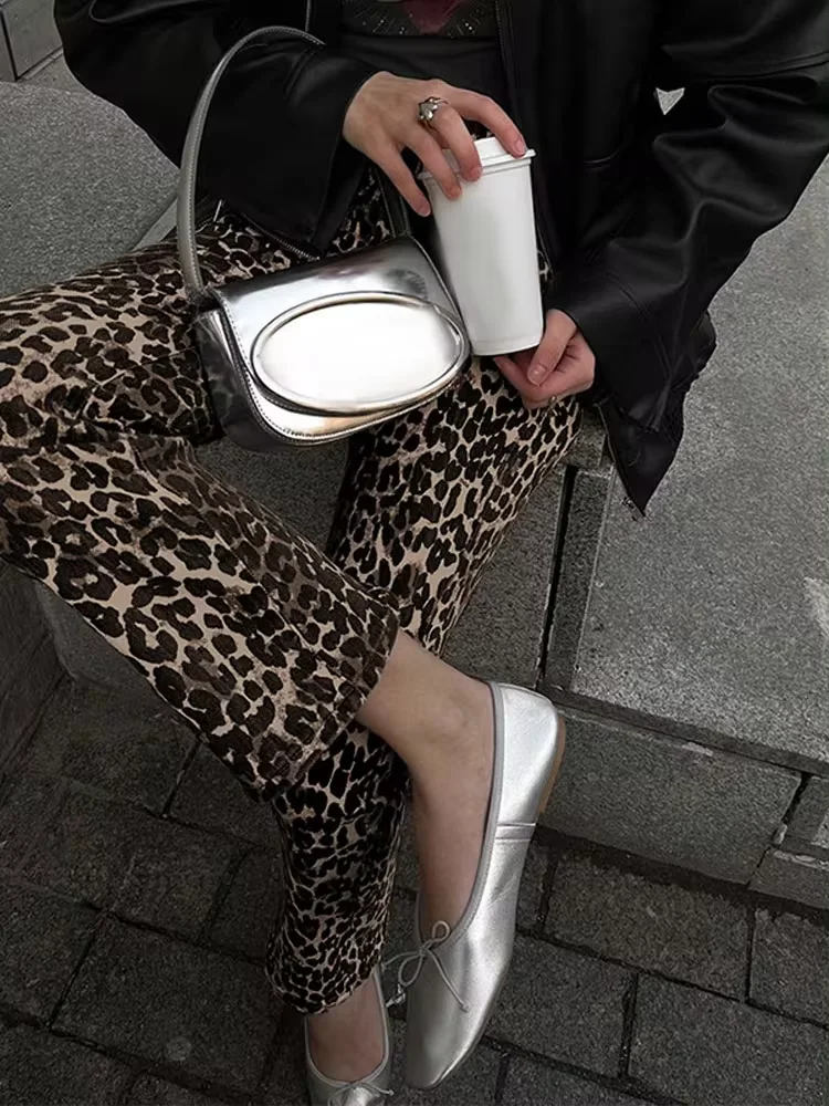 Csináltatás Leopárd nyomtatás Csekély Ceruza nadrágot számára Nők Magas derékon Cipzár bodycon Nadrág 2024 Elegancia Anyaállat commuting Magas streetwear