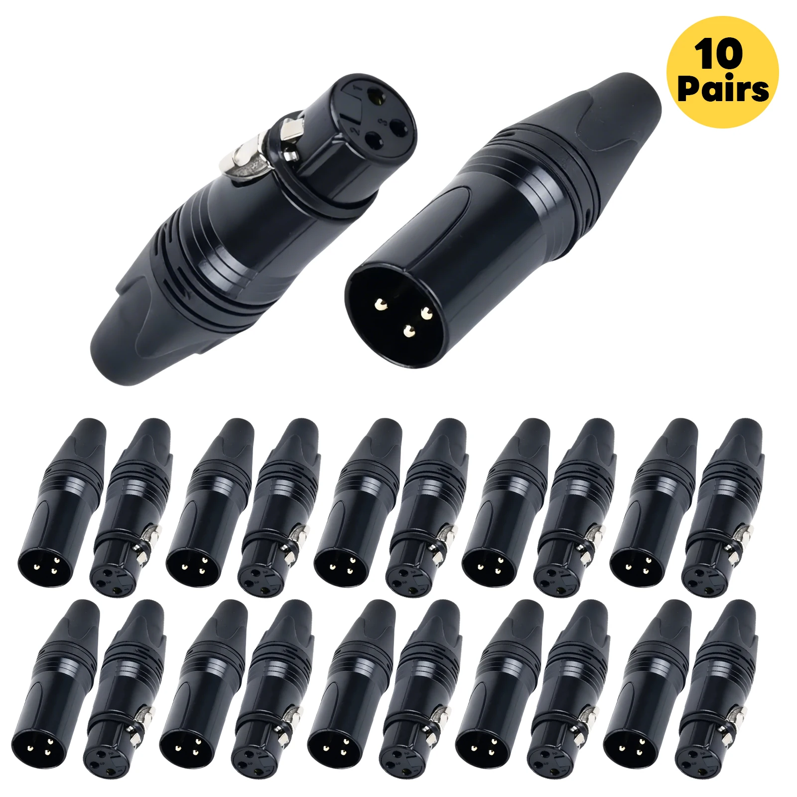 

10 Pairs XLR 3 Pin Male Plug XLR 3 Pin Female Connector Microphone Connectors