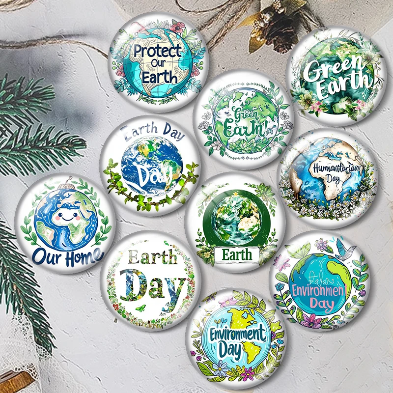 Protect the Earth 12/18/20/25mm glass cabochon  bracelet pendant rings for jewelry demo earrings back Making findings