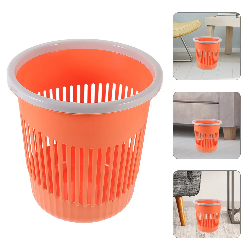 

2pcs Round Strong Plastic Pp Material Large Capacity Simple Design Household Garbage For Bathroom Bedroom Office Home