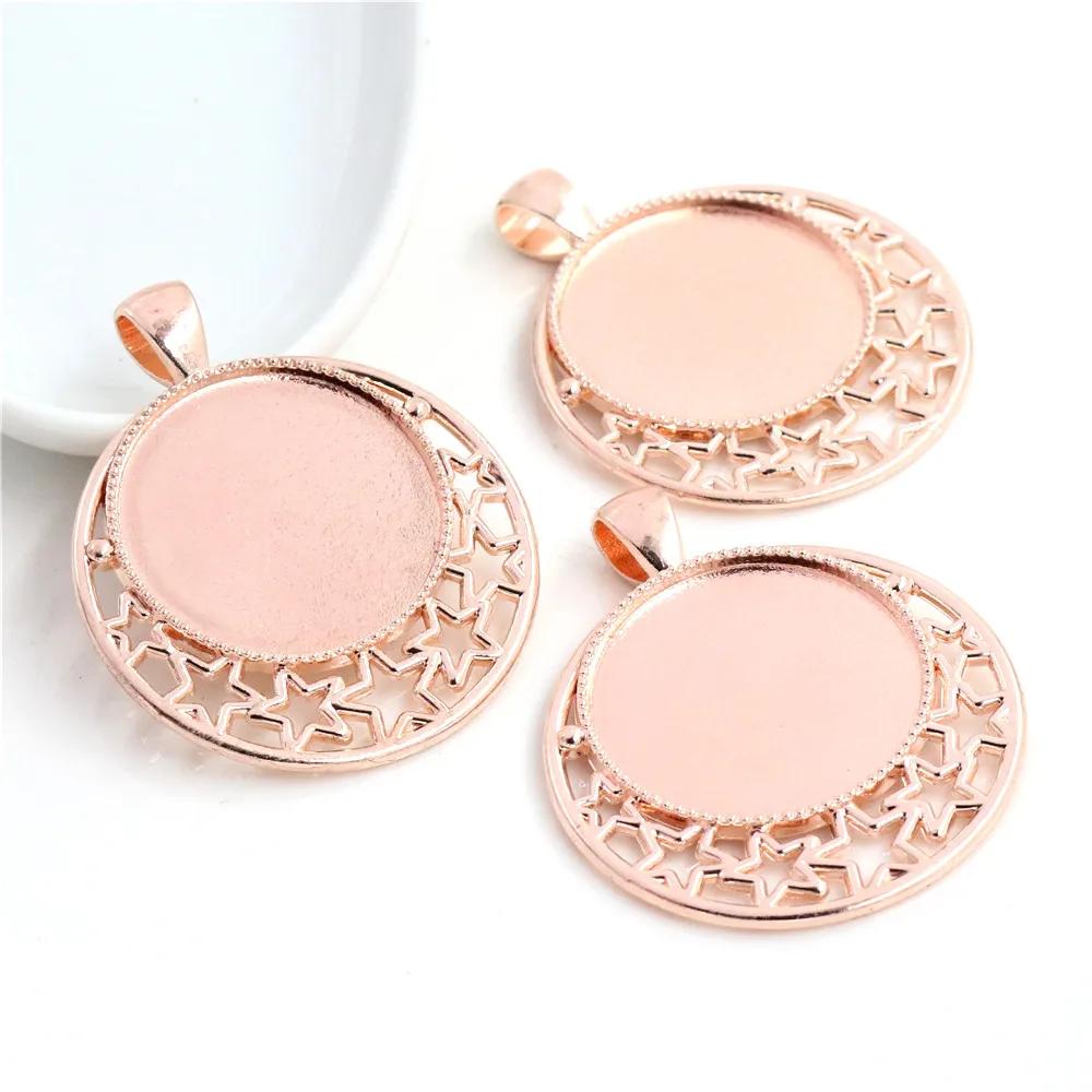 High Quality 5pcs 25mm Inner Size 6 Colors plated  Cameo Base Setting Stars Style Pendant
