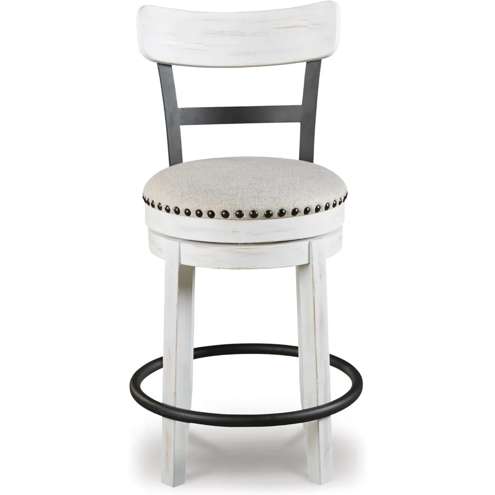 Valebeck 24.5" Modern Swivel Counter Height Barstool, Whitewash