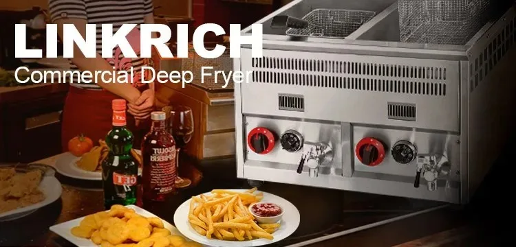 Linkrich LR-GF5.5-1 مقلاة عميقة تجارية من الفولاذ المقاوم للصدأ سعة 6 لتر تعمل بالغاز لاستخدام المطاعم للفنادق والمحلات الغذائية للاستخدام المنزلي #2