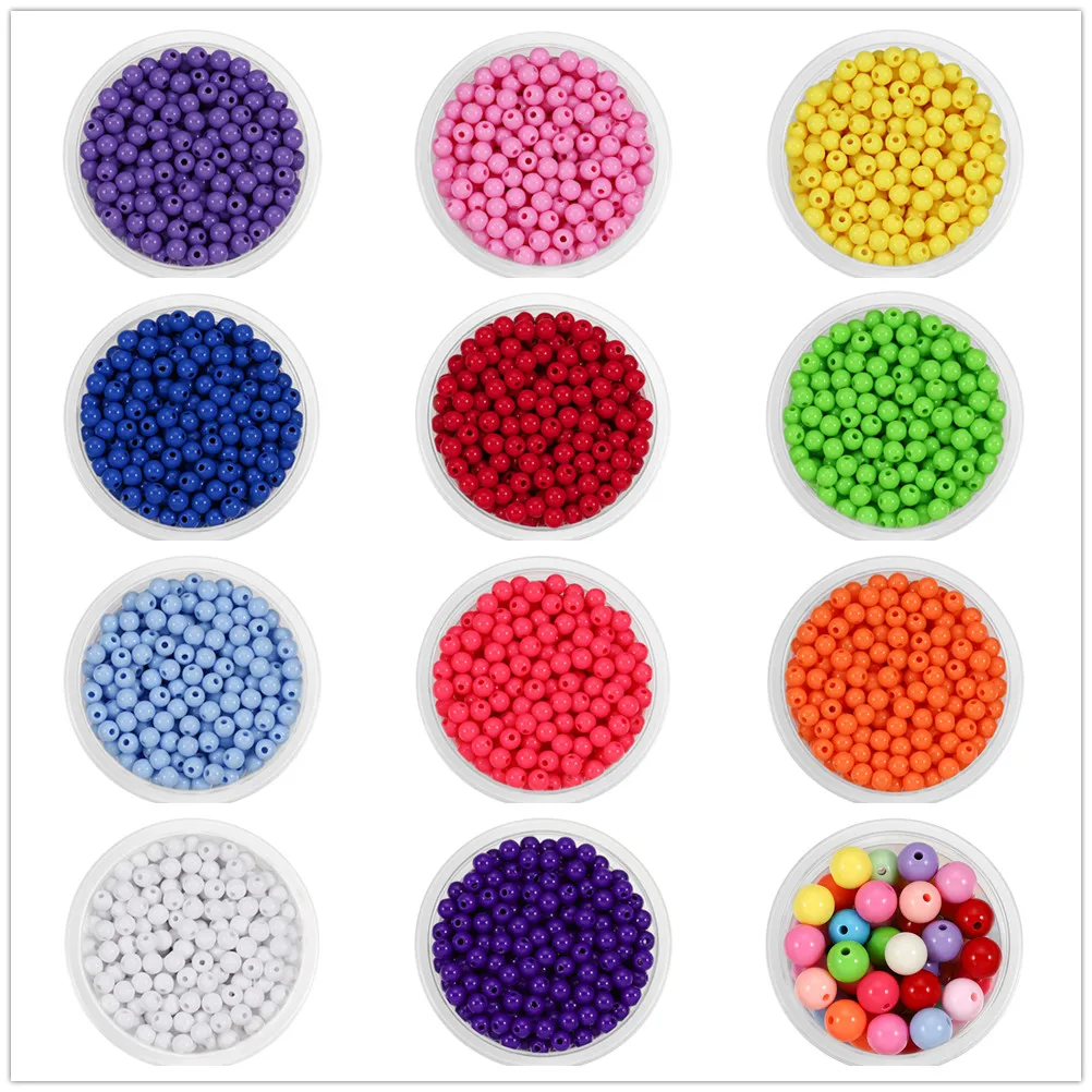 3-12mm Acrylic Straight Hole Pearl Ball Beads DIY Handmade Beaded Loose Beads Bracelet Bag Bag Clothing Accessories