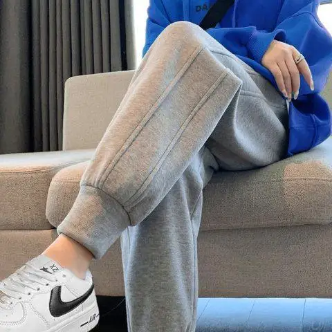 

Cara CLUB большие размеры, повседневные спортивные брюки на подкладке, женские свободные утягивающие модные спортивные штаны с высокой талией и манжетами