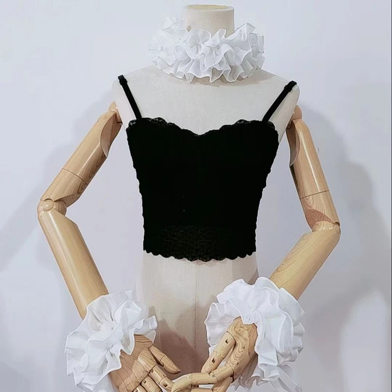 

Detachable Multi Layered Ruffled Stand Collar Wrist Cuffs Dresses Sweaters Neck Decoration Universal Fake Collar Sleeves