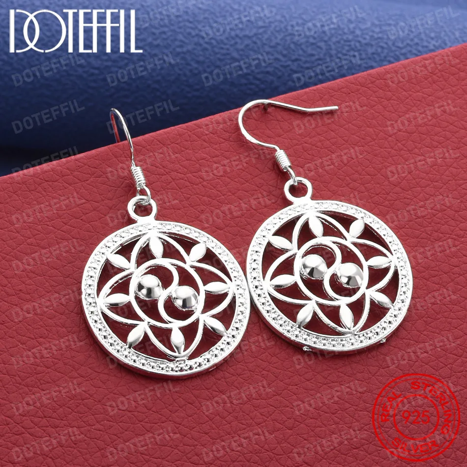 Exquisite 925 Silver Openwork Pattern Earrings – Stylish Women's Jewelry for Weddings and Parties