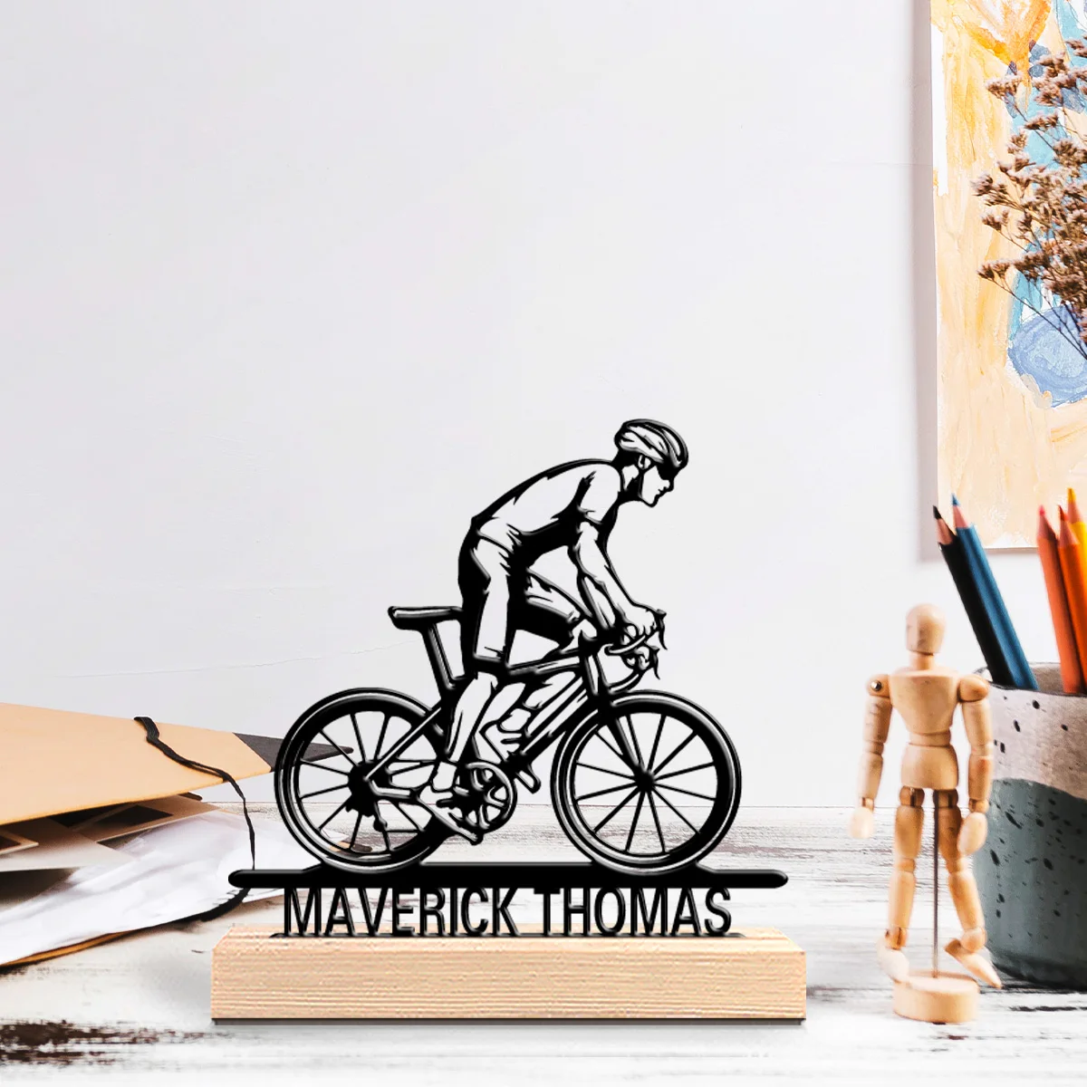 1pc Stylish Personalized Custom Bicycle Metal Statues Metal Art With Tabletop Decoration Wall Art For Cycling Enthusiasts