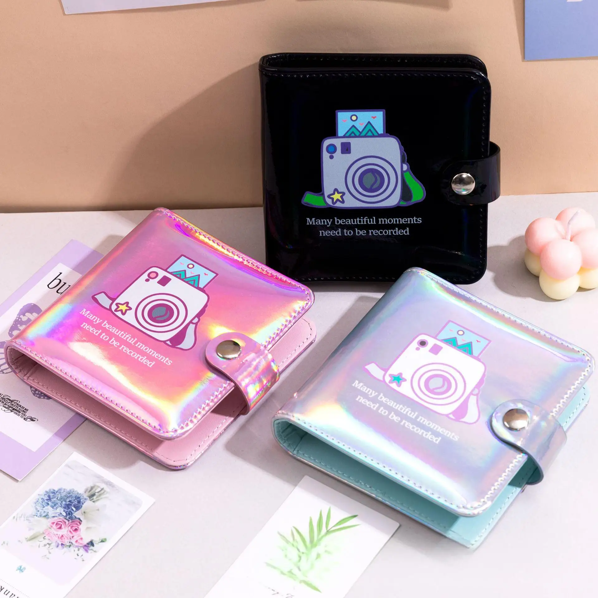 

New 3-inch Kpop Photocard Binder, 3 Ring Binder Album with 25 Card Slots, PU Leather Binder Cover with Magnetic Buckle Closure