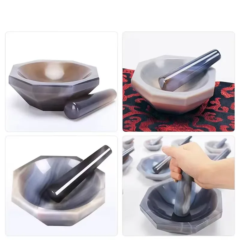 High Quality Natural Agate Mortar and Pestle for Lab Grinding 110mm 120mm 150mm 160mm 200mm