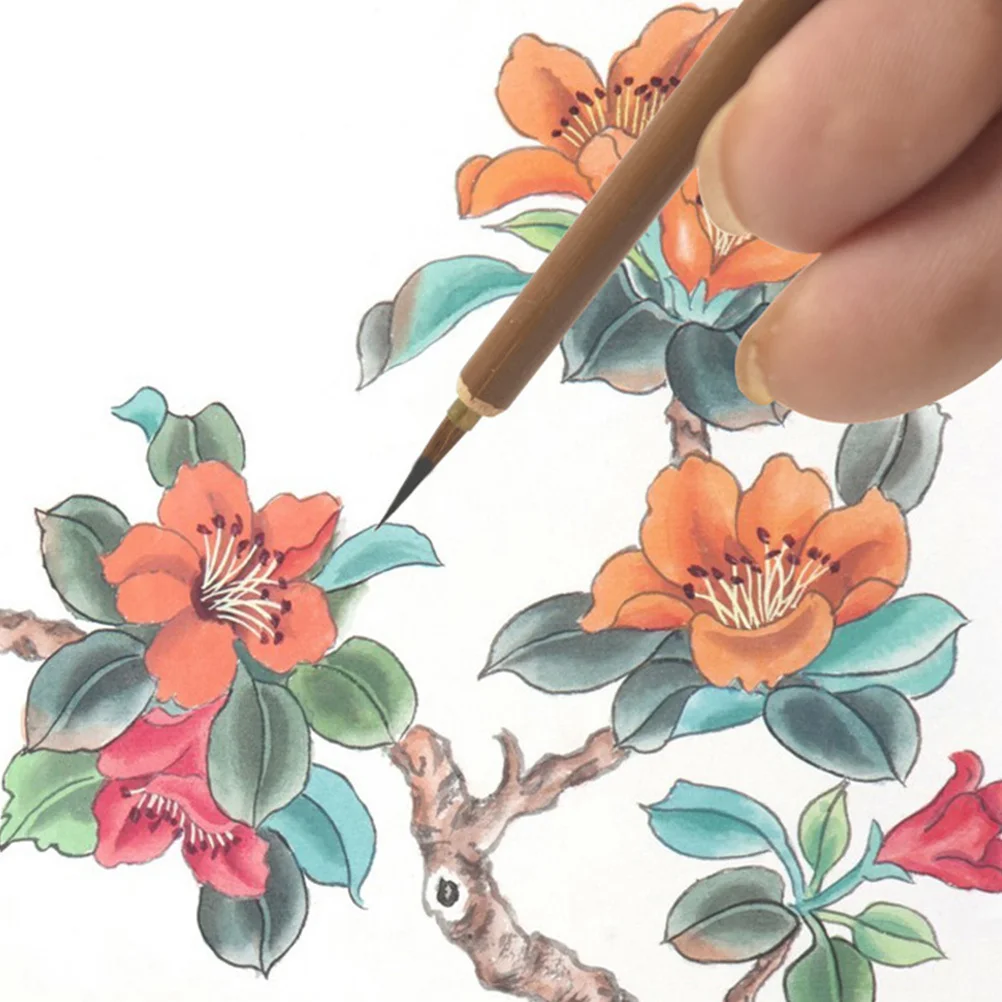 

1pc Stone-Ground Line Drawing Pen Bamboo Watercolor Brush For Painting Writing Calligraphy Student Stationery Art Tool