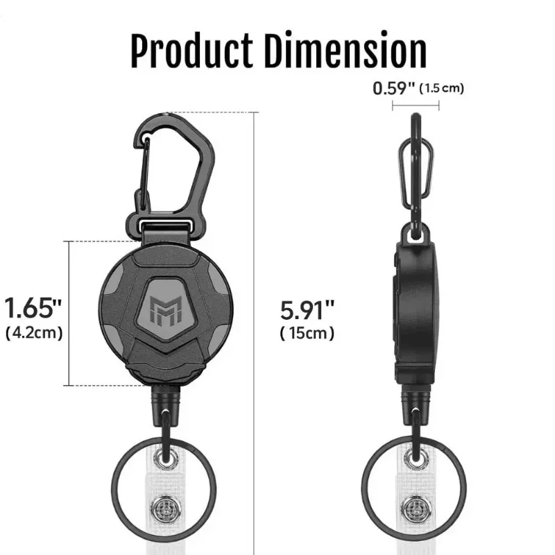 Steel Retractable Cord Keychain Anti Theft ID Badge Holder Reel Carabiner Heavy Duty Lanyard Telescopic Keychain image 3