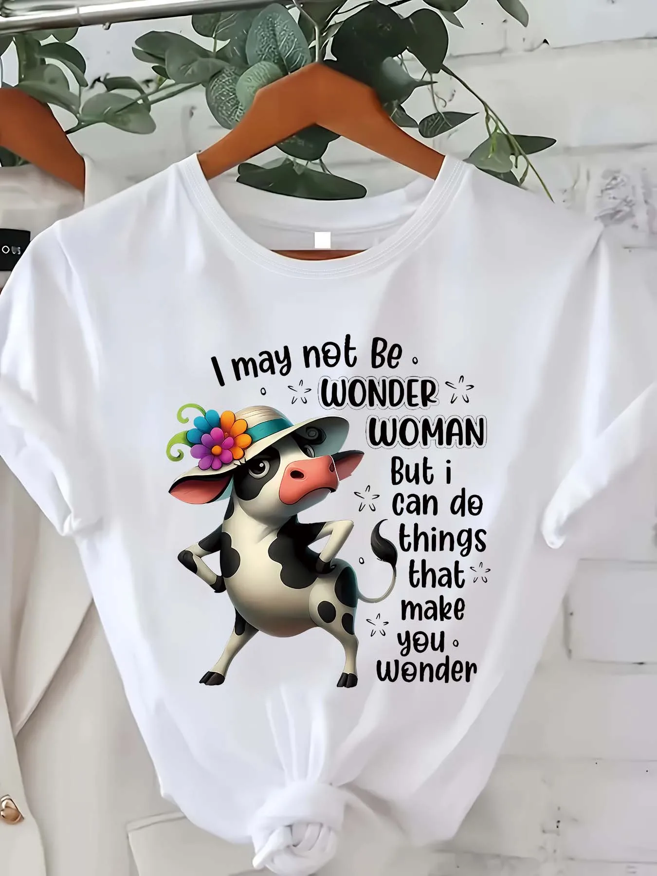 I May Not Be Wonder Women But I Can Do Things That Make You Wonder Women's Tee - Funny Cow Graphic Casual Pink Top