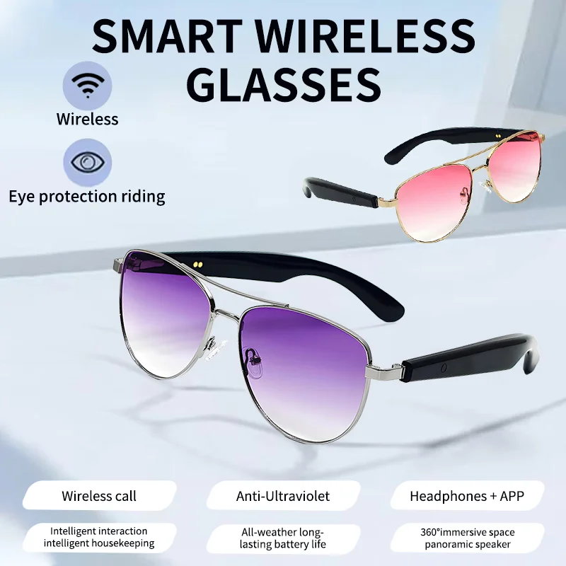 

LIGE New Smart Sunglasses Glasses AI Voice Bluetooth Call Outdoor Sport Headphones Waterproof Ultraviolet-Proof Music Men Women