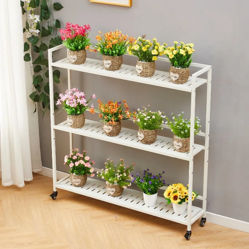 Mobile flower stand Shelf Balcony Courtyard Living room Floor-to-ceiling stand Flower pot shelf Potted plants Flower growing