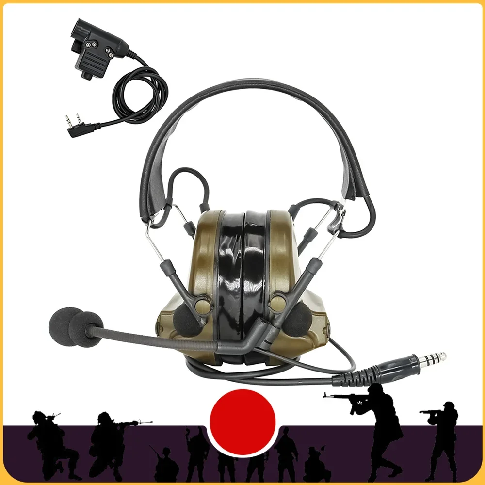 Hearangel Tactical CII Headset ,Sound Pickup Noise Reduction for Airsoft Activities Shooting Headset &Ken 2 Pin U94 PTT