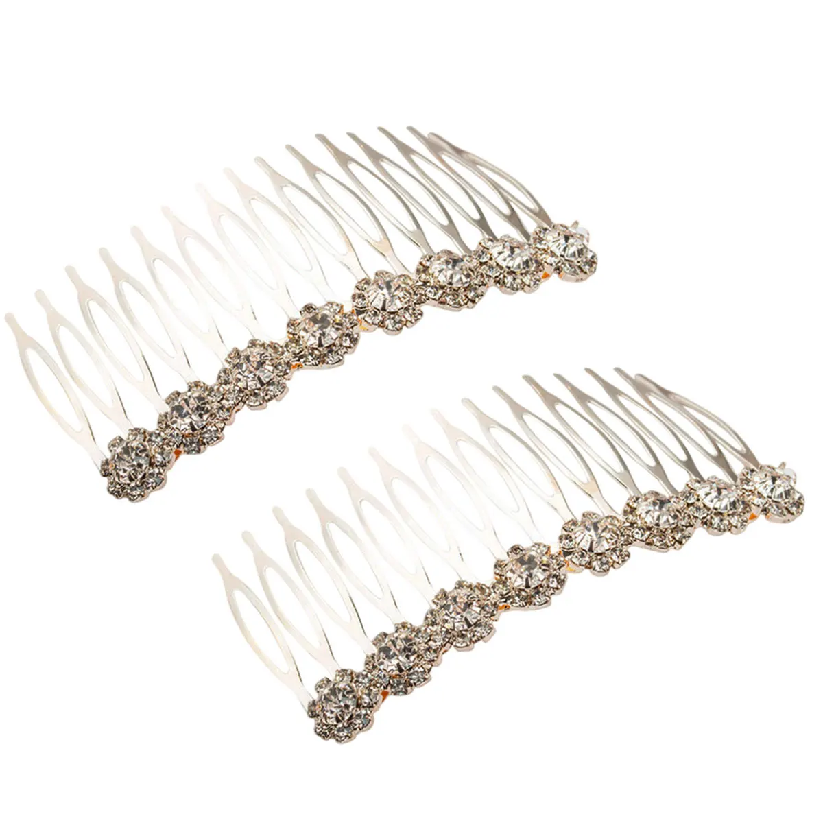 2 قطعة إكسسوارات شعر الزفاف الأنيقة غطاء الرأس حجر الراين الزهور اكسسوارات الزفاف مشط دبابيس الشعر الأنيقة