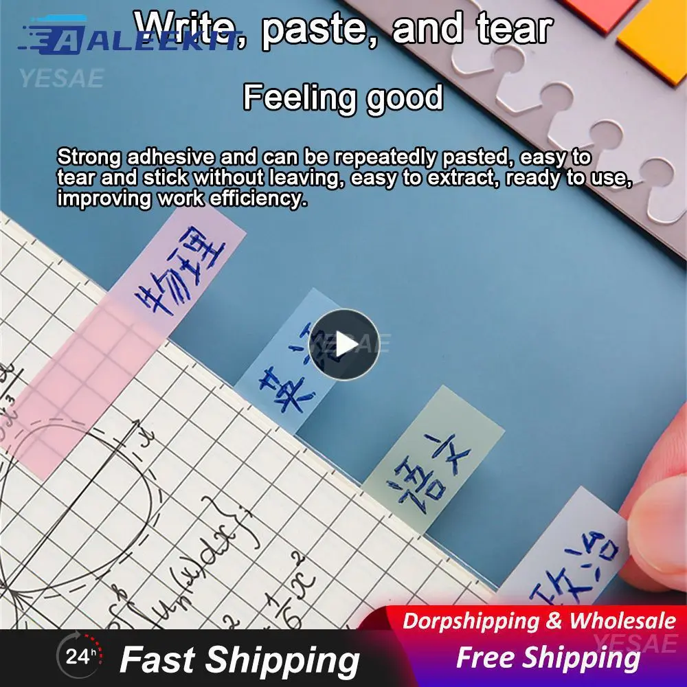 Notes Stickers Repeated Color Classification Pet 44  11mm Office Supplies Index Paste Transparent Waterproof Sheet 6/8 Holes