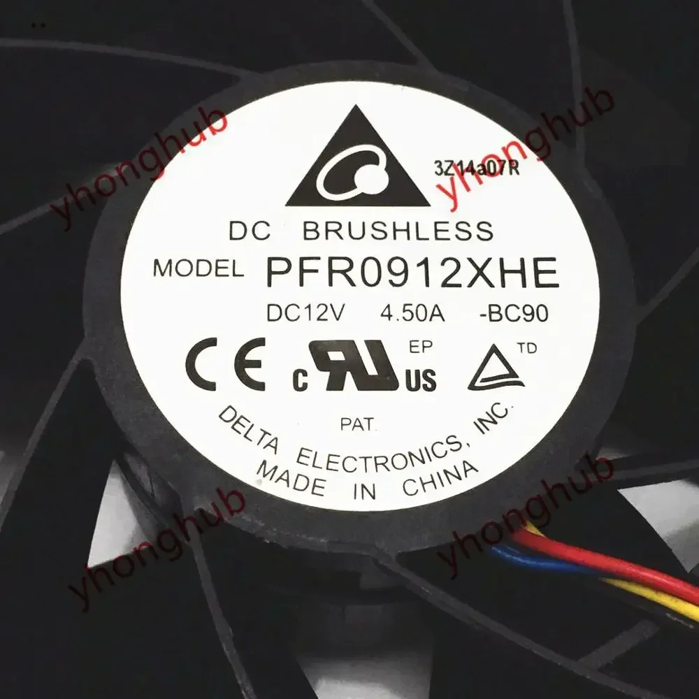 

Delta Electronics PFR0912XHE BC90 DC 12V 4.50A 4-wire 90x90x38mm Server Cooling Fan