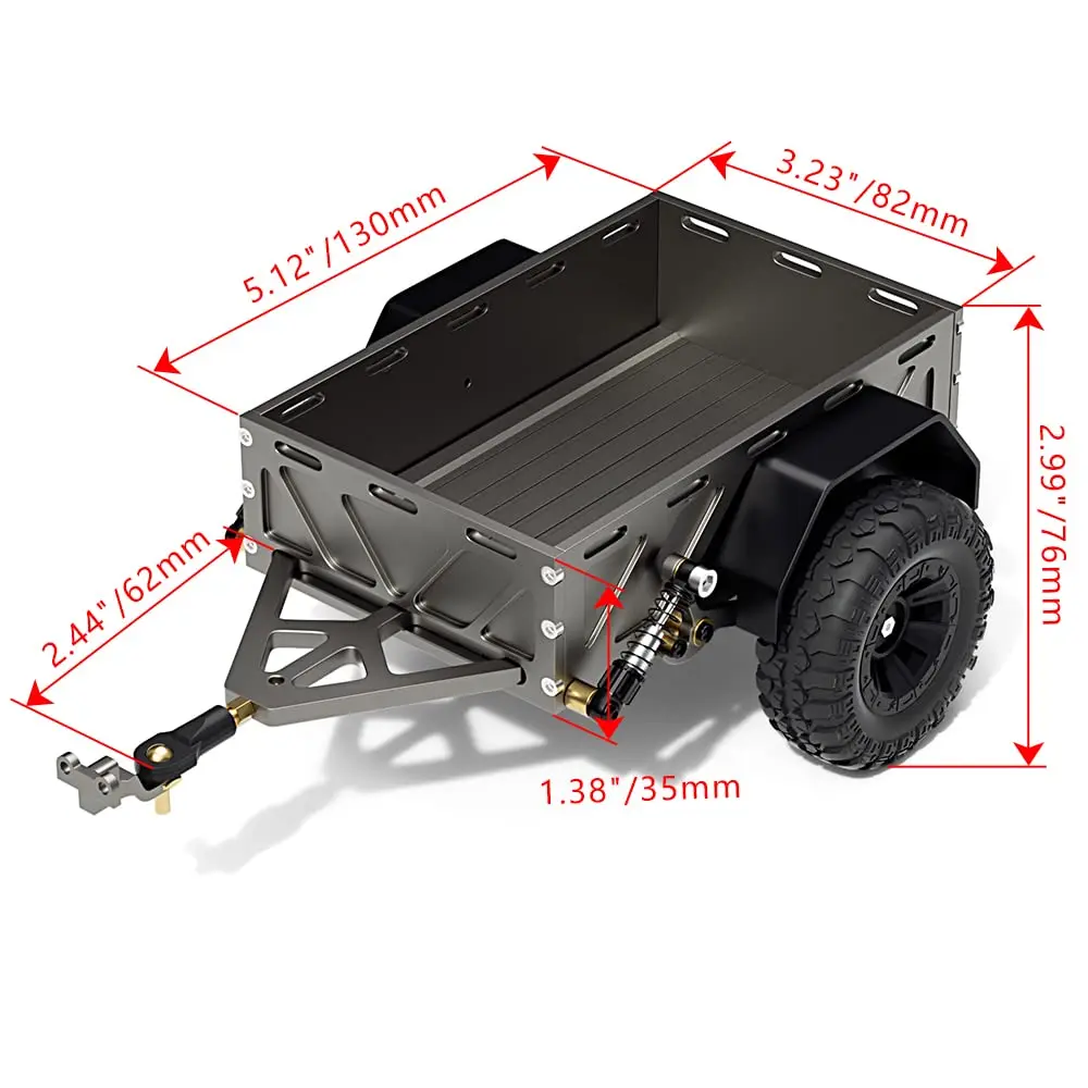 GLOBACT RC Crawler Trailer Aluminum Car Decoration for 1/18 TRX4M 1/24 AXIAL SCX24 FMS RGT Upgrade Accessories