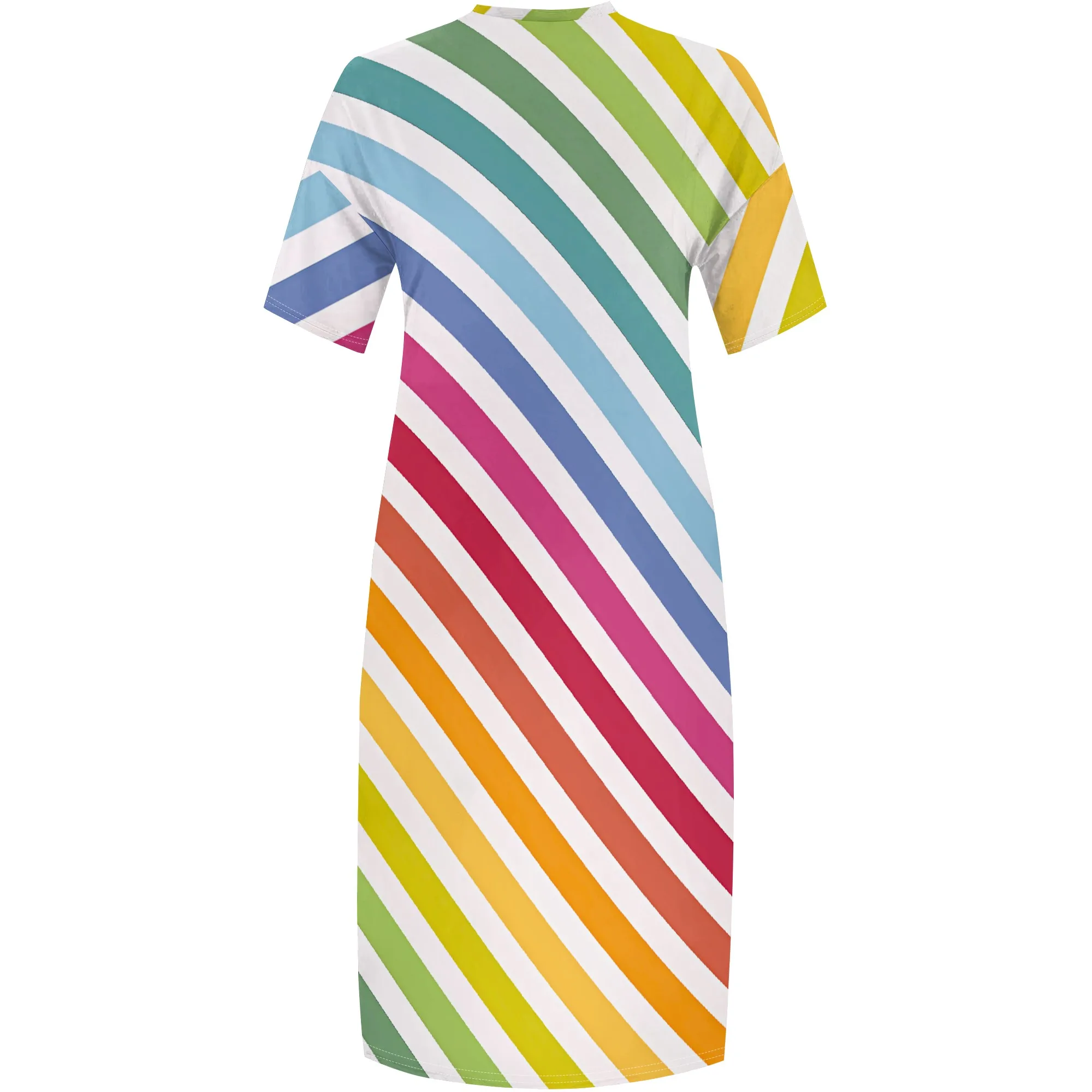 Nupusa 레인보우 스트라이프 프린트 드레스 여성용 플러스 사이즈 여름 캐주얼 V 넥 반소매 맥시 드레스