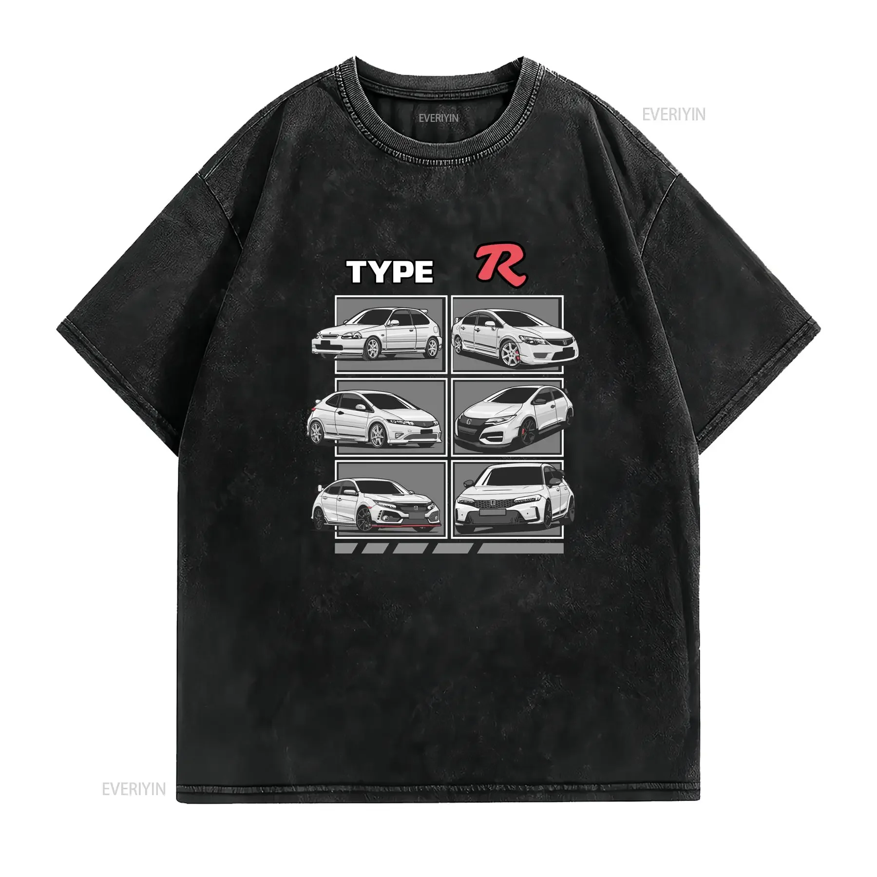 Civic inspired type R fanart T shirt For Boyfriend dad husband brother son long or short sleeves vintage Washed Casual Slightly