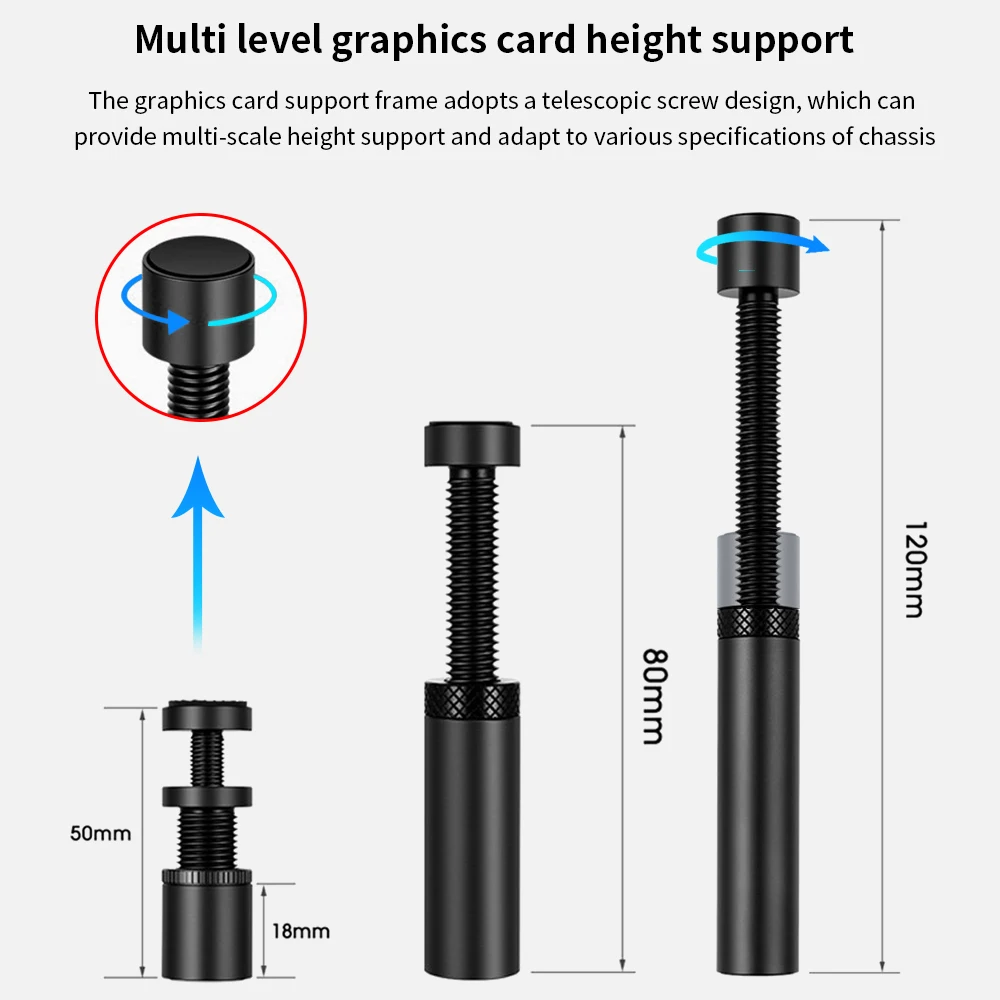 TISHRIC Graphics Card GPU Holder Desktop PC Case Support Adjustable Telescopic Rotary Screw Video Card Sag Bracket Jack 3 Models