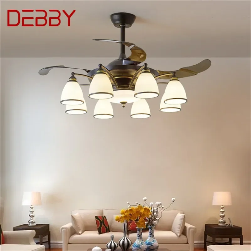 

DEBBY Modern Stealth Fan Light Luxury Living Room Restaurant Bedroom Ceiling Fan Light Remote LED Electric Fan Light