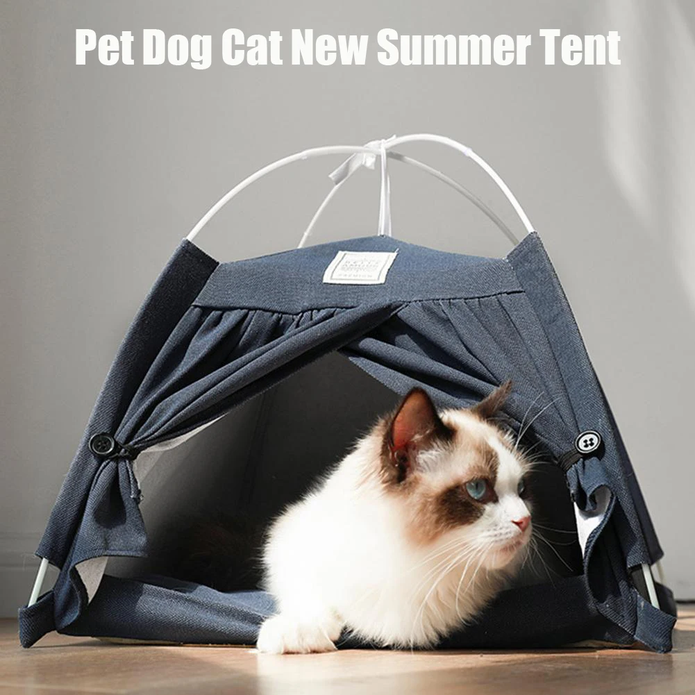 

2023 Cat Litter Folding Kennel Detachable Cotton And Linen Tent Small Medium-Sized Cats And Dogs Pet Accessories Game Nesk