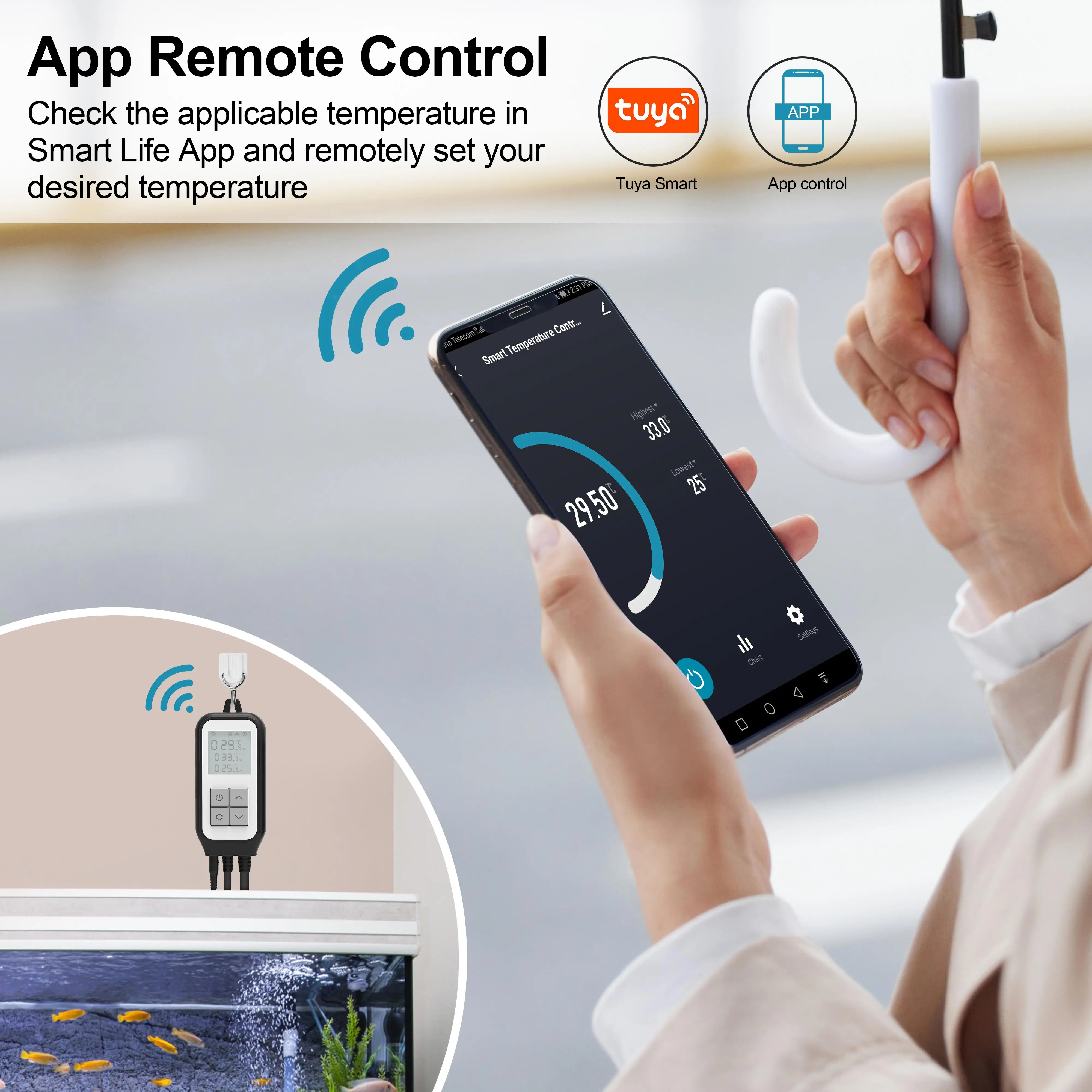 Termostato Wifi Smart Temperature Controller Tuya Smart Life Control riscaldamento raffreddamento digitale per la produzione di serre acquario