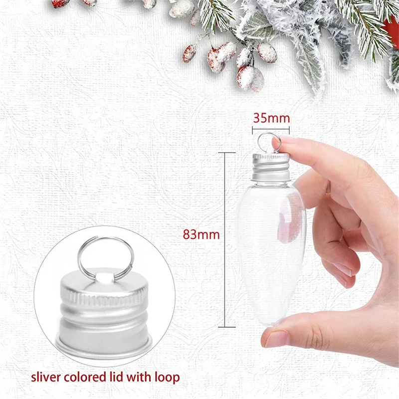 35ML Small Light Bulb Candy Bottle Fillable Containers Christmas Tree Hanging Ornament Party Decorations