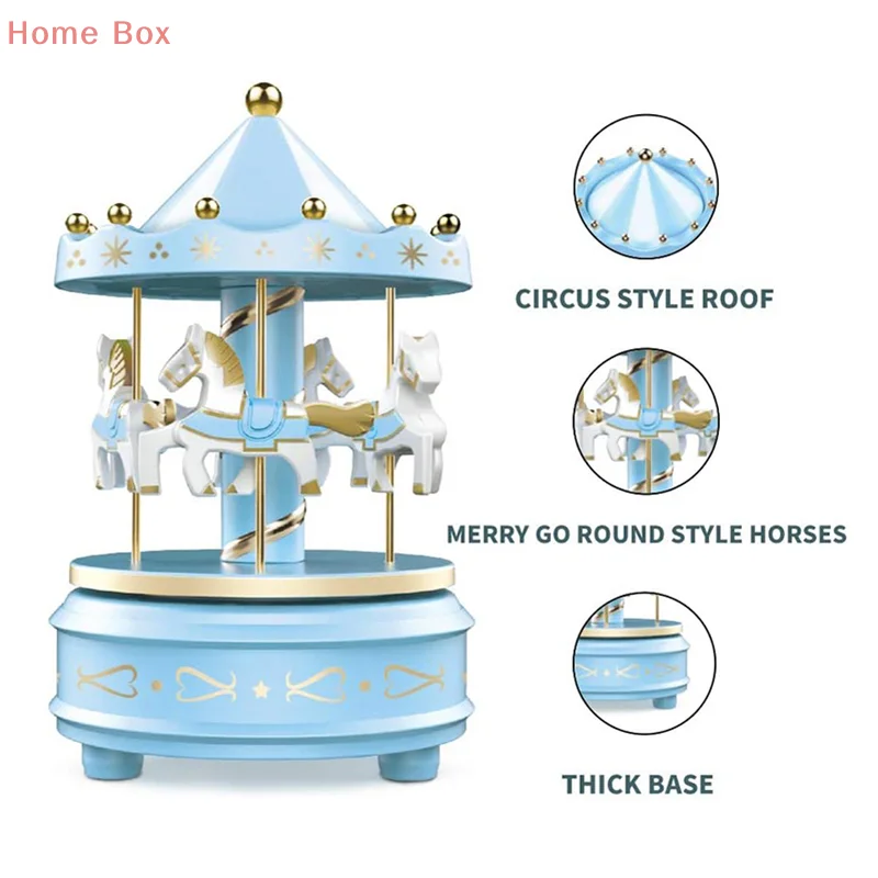 Carousel Music Box - Classic Wind-Up Mechanism With Enchanting Melodies, Perfect For Collectors And Gift-Giving