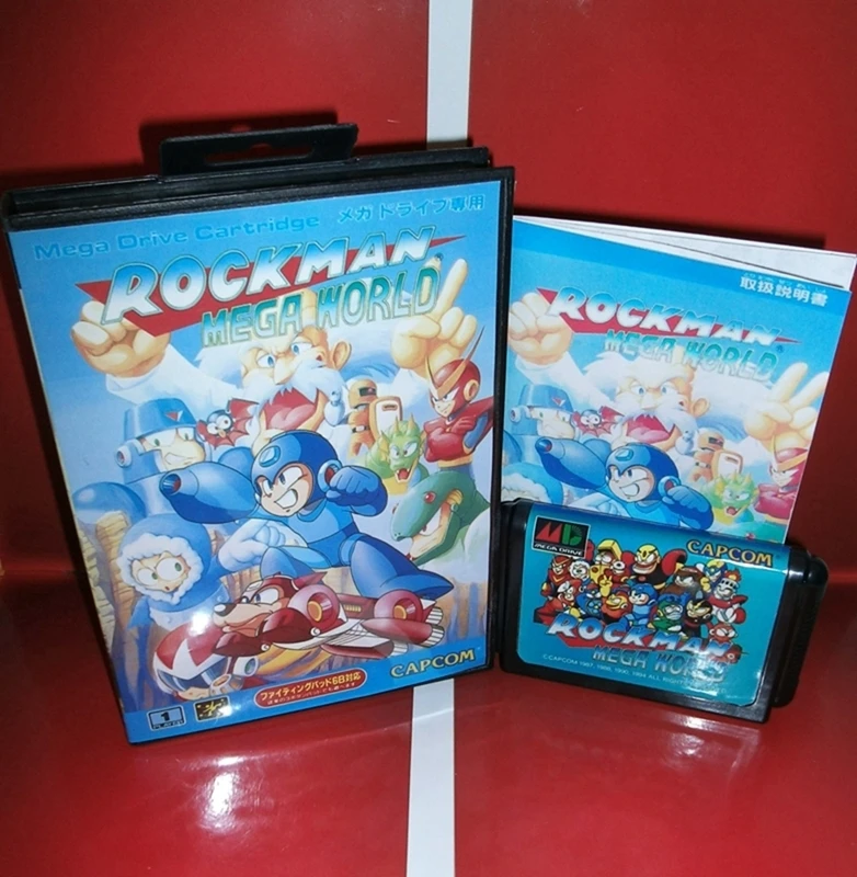 Rockman MegaWorld with Box and Manual for 16 Bit Sega MD Game Cartridge Megadrive Genesis System