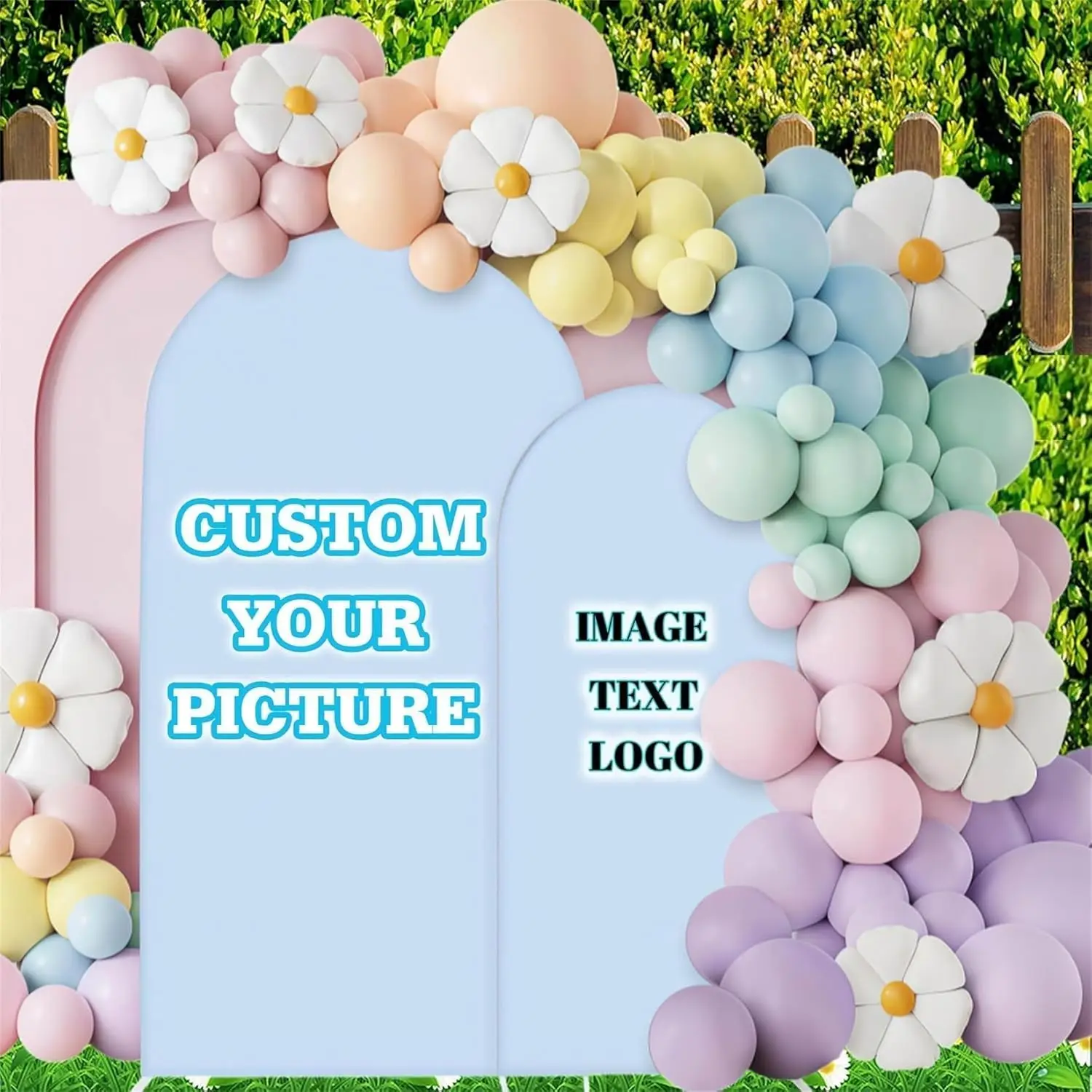 Yeele Custom Arch Backdrop Cover Personalized Image Logo Text Baby Shower Birthday Wedding Party Decor Photography Backgrounds