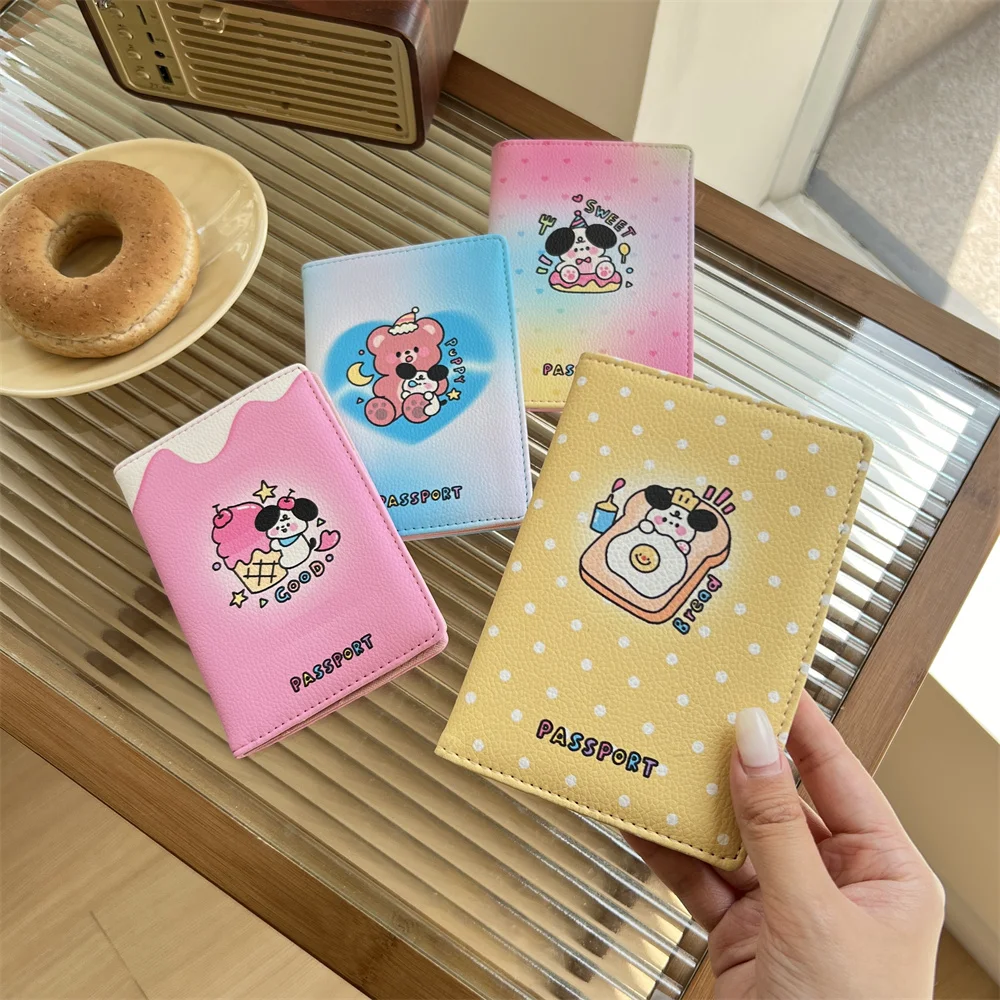 INS Cartoon Cute Rabbit Little Bear Girl Passport Card Holder Student Bus Card Student ID Card Holder