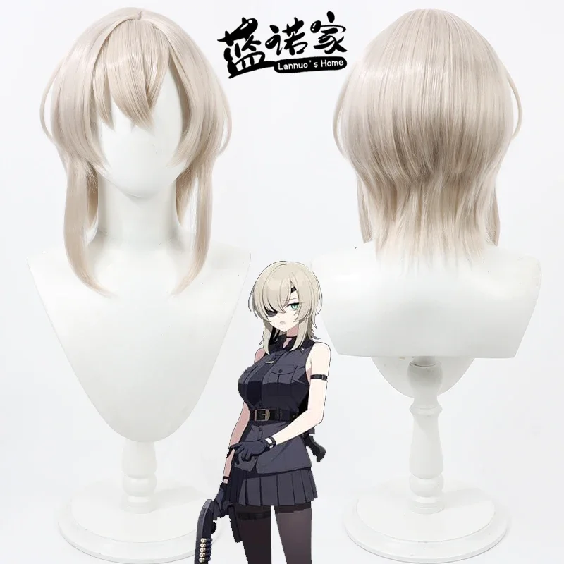 Asagiri Suou Cosplay Wig HSIU 40CM LINEN GOLD short hair Heat Resistant Synthetic Wig+Wig cap Game Blue Archive cosplay Wig