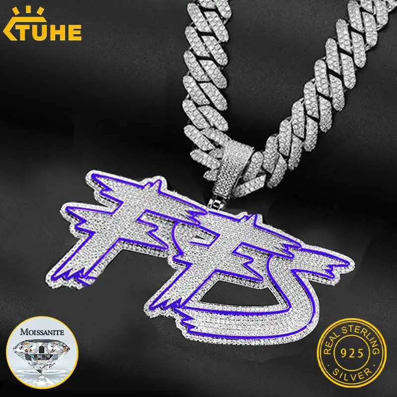 Personalized Hip Hop Jewelry Men Gold Plated 925 Sterling Silver VVS Moissanite Diamond Iced Out Custom Name Letter Pendant