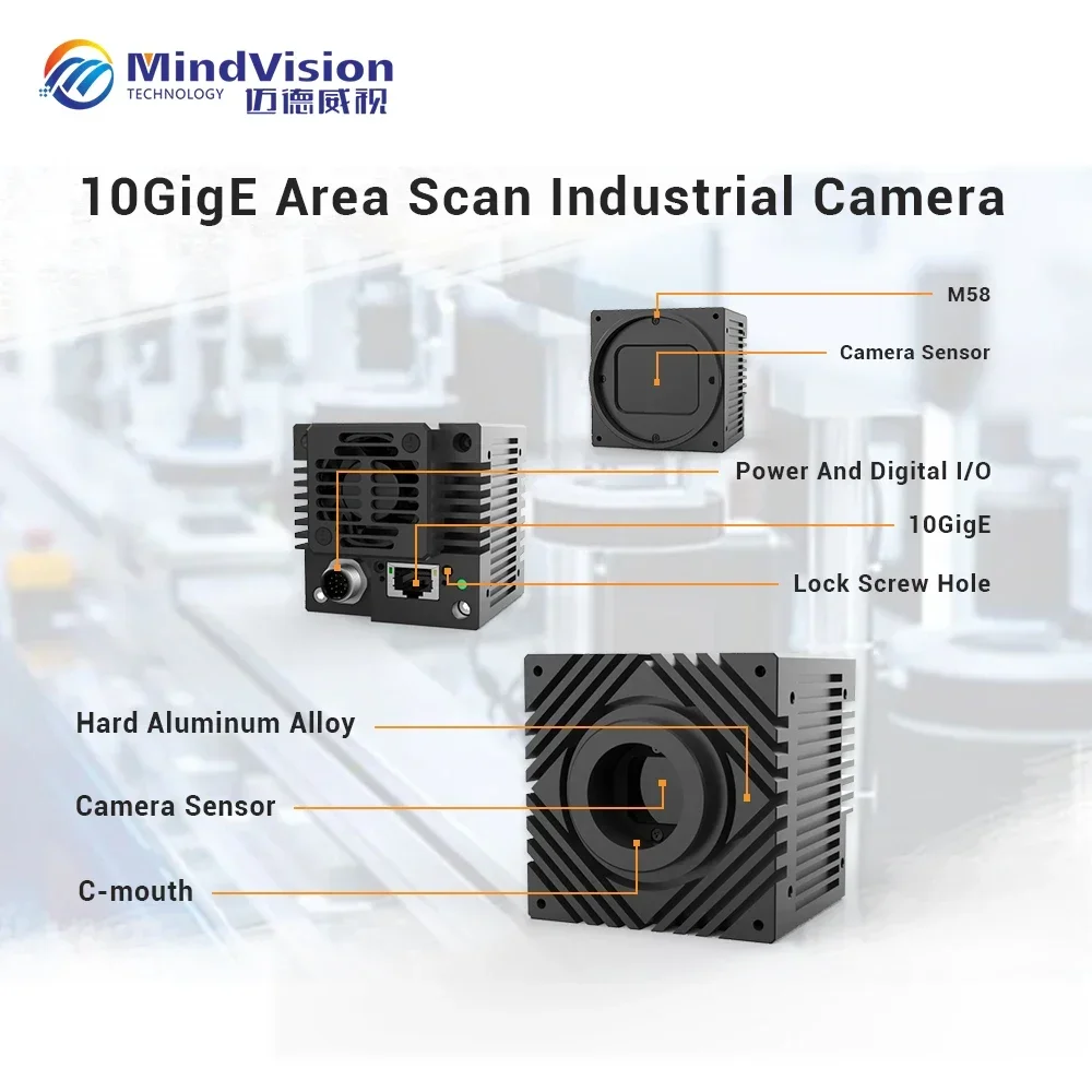 MindVision Hochgeschwindigkeits-10GigE-Industriekamera 164FPS 2/3'' Digitalkamera CMOS Global Shutter Area Scan Machine Vision C-Mount