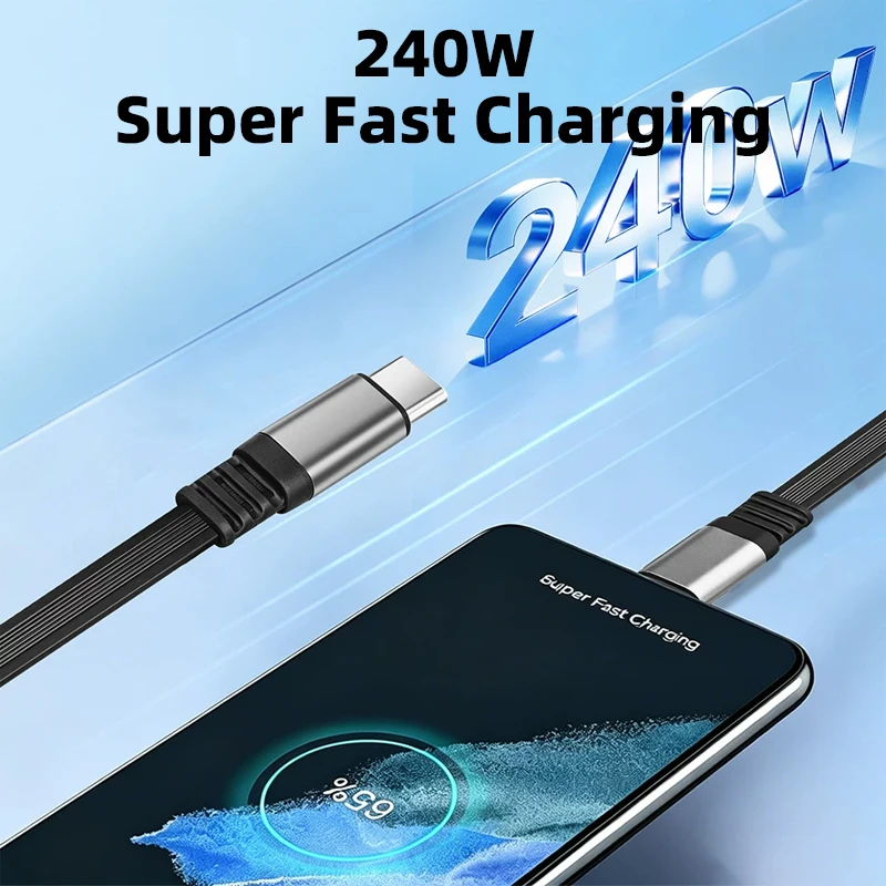Vyvylabs 240W USB-C Einziehbares Kabel Magnetische Aufbewahrung Schnellladekabel 480Mbps Datenübertragung Einstellbare Länge Kompakter Typ C – Detail 4