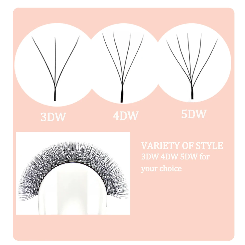 Domi 3D4D5D W Shape Eyelash Extension Clover Bloom Handmade Premade Volume Fans Lashes Natural Soft Mink Individual Lash Makeup