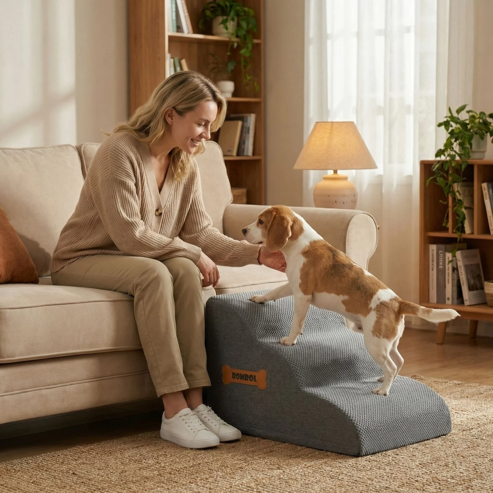 

Grey Pet Stair Tread Pad for 2-Step Stairs 40x40x30cm Non-Slip Carpet Mat for Dogs Cats Soft Cushioned Cover for Pet Ramp Steps