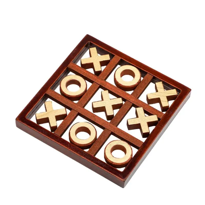 Wooden Tic-Tac Toe Game Noughts & Crosses Board XOXO Family Kids Adults Play On Coffee Table Noughts And Crosses Table