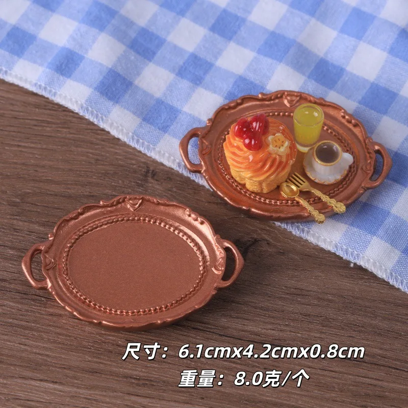 3pcs Mini French Style Tray DIY Food Bread Plate Resin Craft Accessory Miniature Decoration Photography Prop Desktop Ornament