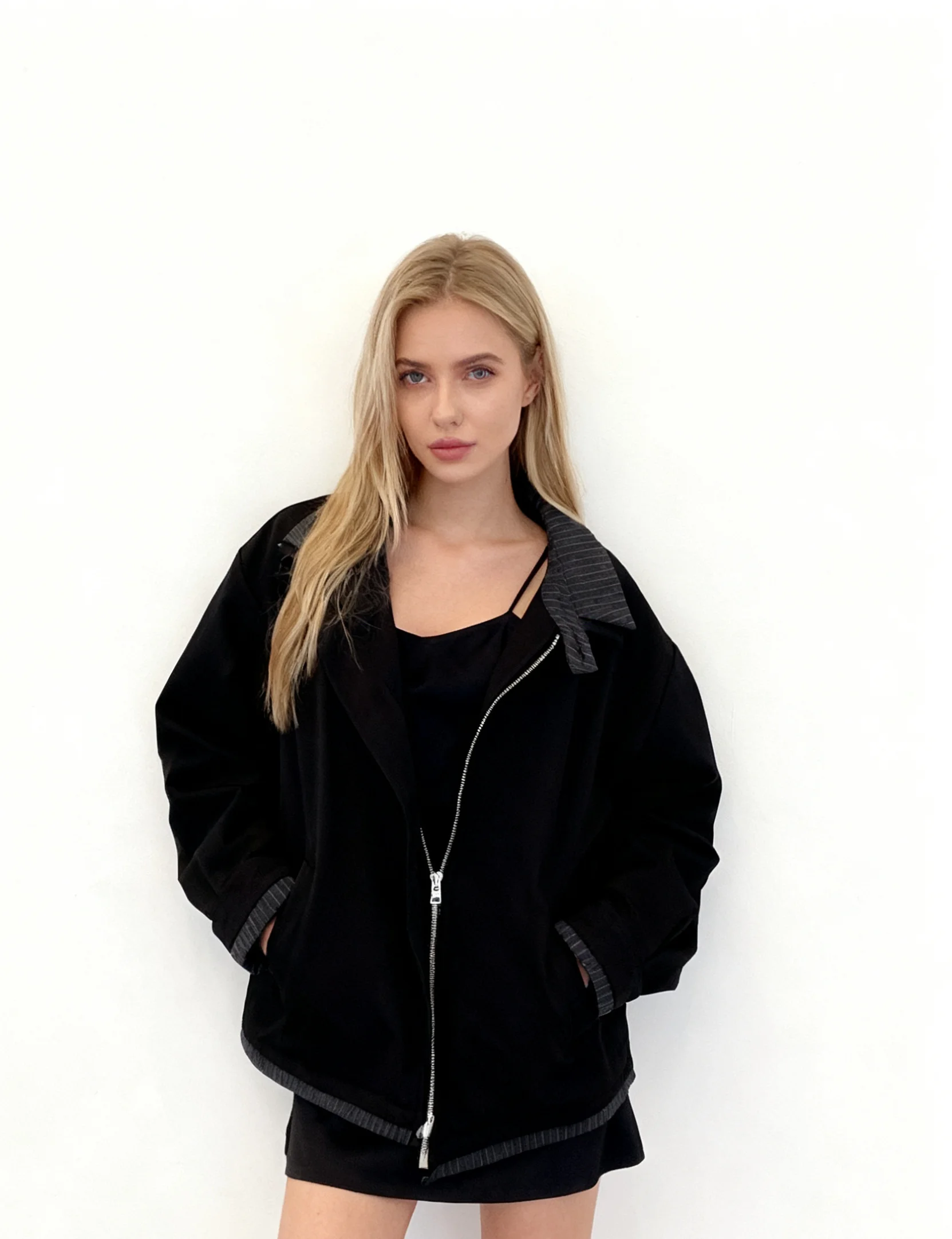 

Biker Jackets Womens Jacket For Woman Spring Colorblock Contrast Asymmetrical Closure Cropped Streetwears Jogger Training Velvet