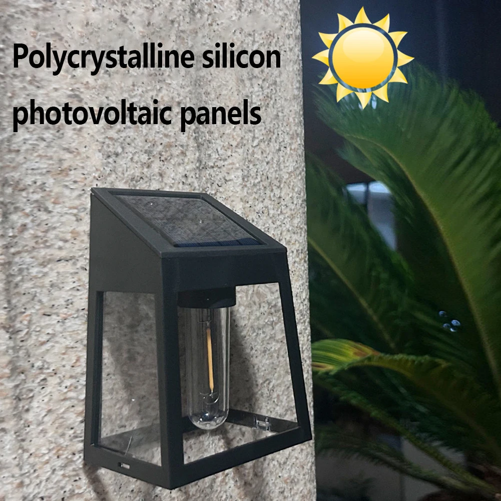 Impermeável Solar parede luzes, levou tungstênio filamento bulbo, indução humana, 3 modos, cerca luzes, pátio, quintal, jardim