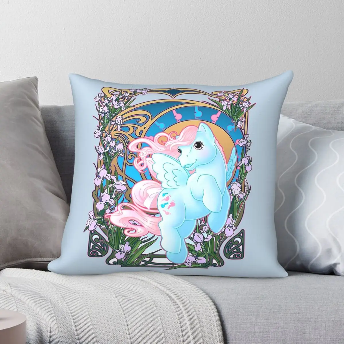 Wind Whistler Art Nouveau Square Pillowcase Polyester Linen Velvet Creative Zip Decorative Pillow Case Room Cushion Case