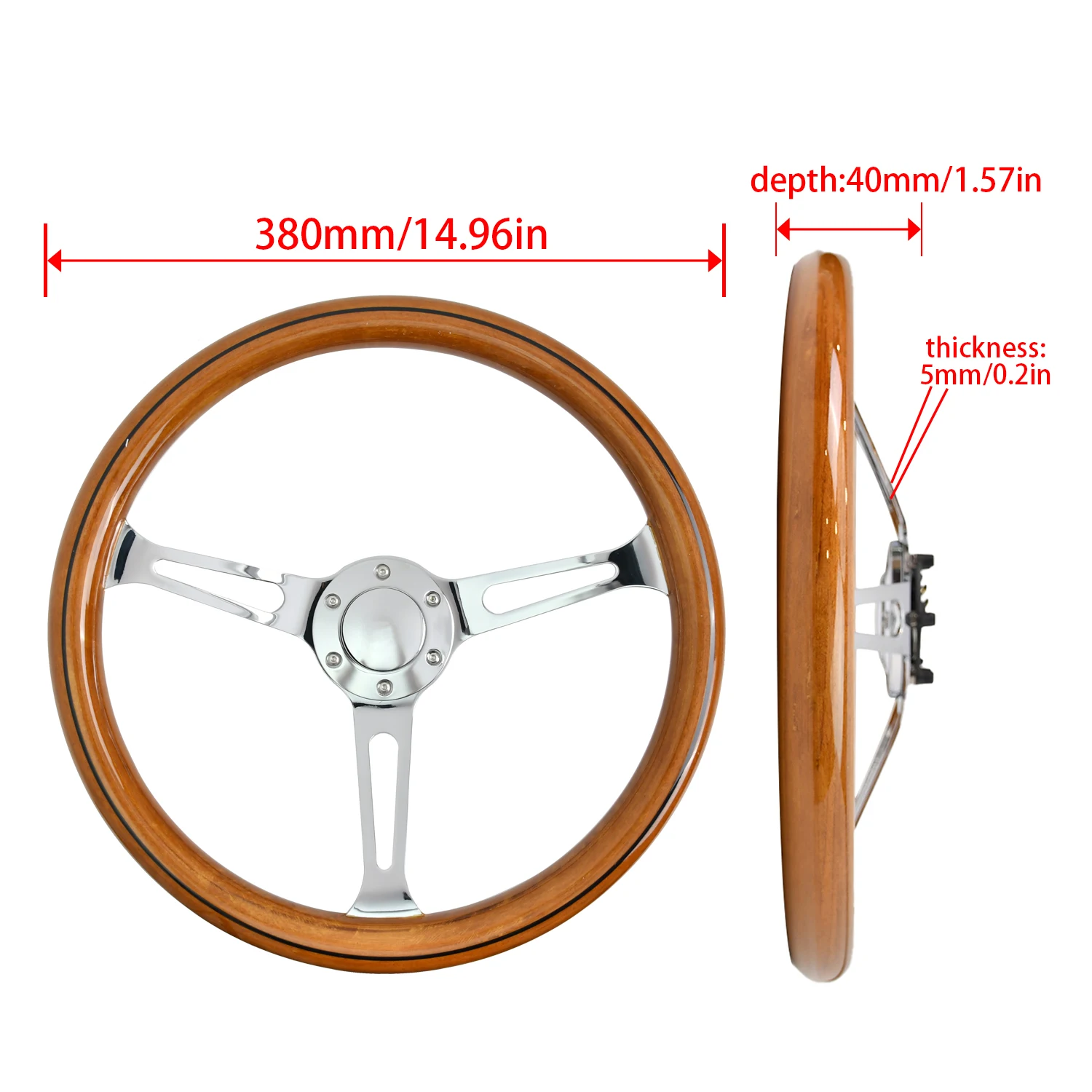 Universal 15 Inch Solid Wood Racing Car Steering Wheel 380mm Wood Auto Sports Drifting Steering Wheel Racing Car Steering Wheel